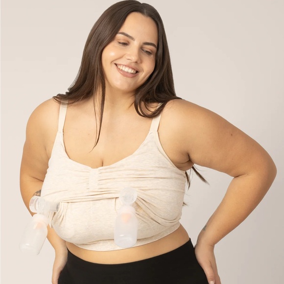 Sublime Bamboo Hands Free Pumping Lounge/Sleep Bra Oatmeal Heather Reg (B-D) 2X - Picture 1 of 8
